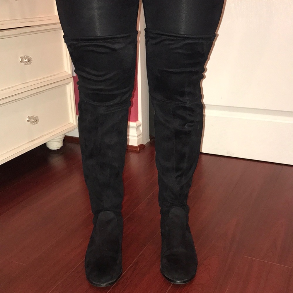 Public Opinion Over The Knee Suede Boots 9M Black